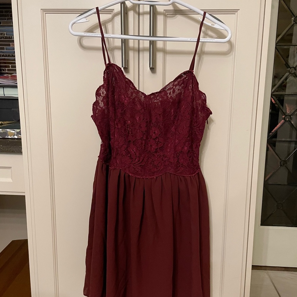 Urban Outfitters Kimchi Blue Burgundy Lace Spaghetti Strap Dress